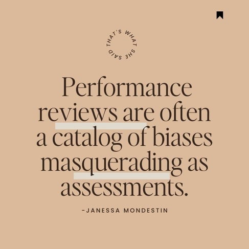 image of a quote describing the potential biases in employee performance reviews