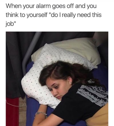 Meme questioning if you need a job when waking up