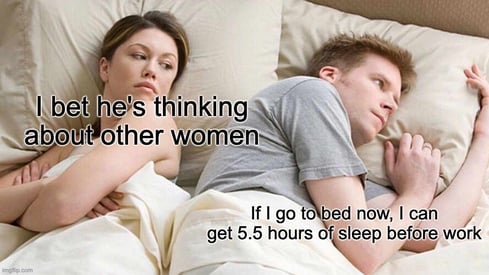 Boyfriend thinking about sleep monday meme