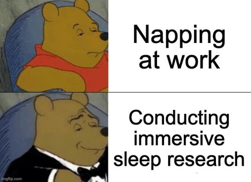 Meme about napping at work and how to present it positively