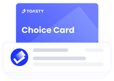 Toasty Choice Card, an example of a holiday gift for clients.